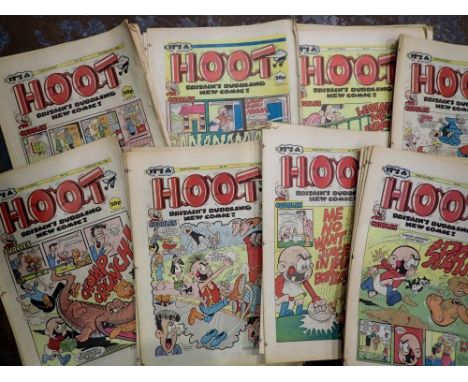 Fifty one 1980s Hoot comics. UK P&amp;P Group 2 (£20+VAT for the first lot and £4+VAT for subsequent lots) 
