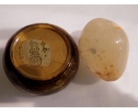 Royal Doulton silver rimmed bowl ( cracked ) and a turned egg. UK P&amp;P Group 1 (£16+VAT for the first lot and £2+VAT for s