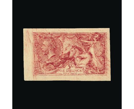 Bradbury Wilkinson Collection : GREAT BRITAIN: 1918 Seahorse 5s. Imperf rough proofs in three different states, fine. (3) (im