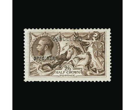 Bradbury Wilkinson Collection : GREAT BRITAIN: 1918-19 Seahorse 2s.6d with 'SPECIMEN' type 23 and 'CANCELLED' type 24 overpri