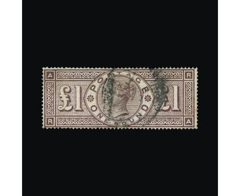 Great Britain - QV (surface printed) : (SG 186) 1888 Wmk 'Orbs' £1 brown-lilac letters R-A fine colour well-centred lightly u