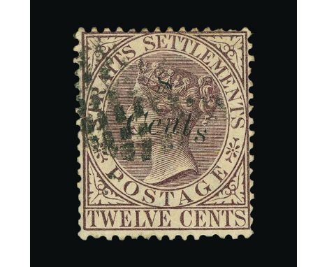 Malaya - Straits Settlements : (SG 75b) 1884 '8 Cents' on 12c brown purple with 's' low fine used, couple of slightly short p