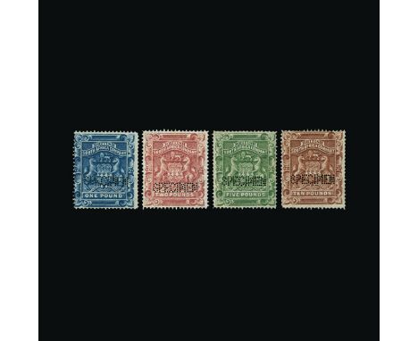 Bradbury Wilkinson Collection : RHODESIA: 1892 Arms 1d to £10 set of IMPERF PLATE PROOFS on thick gummed paper, each with god
