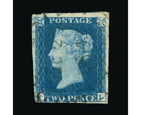 Great Britain - Officials : (SG 5h) 1840 2d blue, plate 2, FL, 4 tiny to huge margins, light town CDS, slight yellowing on re