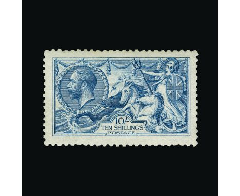 Great Britain - KGV : (SG 411/3N70(3)) 1915 10/- De La Rue, the rare Bright 'Cambridge' Blue seahorse shade, an exceptionally