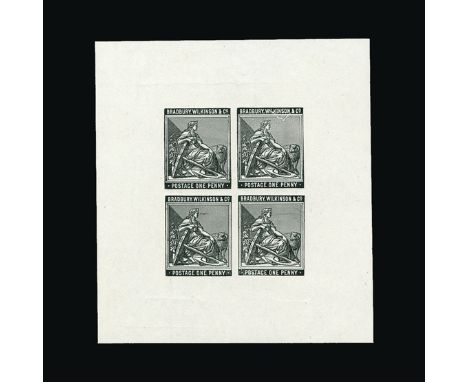 Bradbury Wilkinson Collection : DUMMY STAMPS: 1879 CAPE OF GOOD HOPE ONE PENNY ESSAY die proof block of four in black, fine a