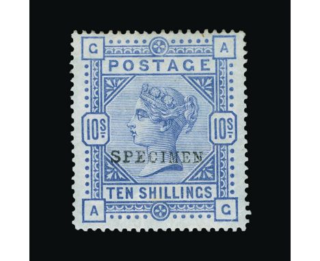 Great Britain - QV (surface printed) : (SG 177as) 1883-84 blued paper 10s cobalt, AG, ovptd. SPECIMEN Type 9, s 'short' stamp