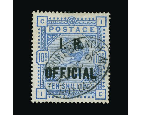 Great Britain - Officials : (SG O10) 1884-86 INLAND REVENUE 10s ultramarine, IC, light oval ACCOUNT BRANCH/P.O. GLASGOW cance