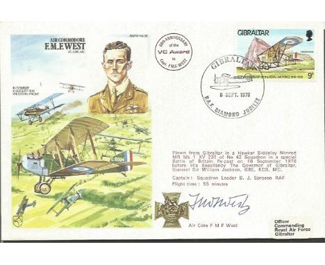 Air Cdre F M West VC Great War Victoria Cross winner signed on his own Historic Aviators cover Good condition. All items come