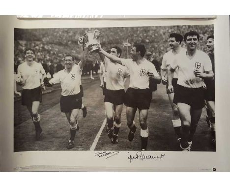Tottenham Hotspur Big Blue Tube Large Photo Print 'Cup Kings' Signed By Dave Mackay & Jimmy Greaves. Good condition. All item