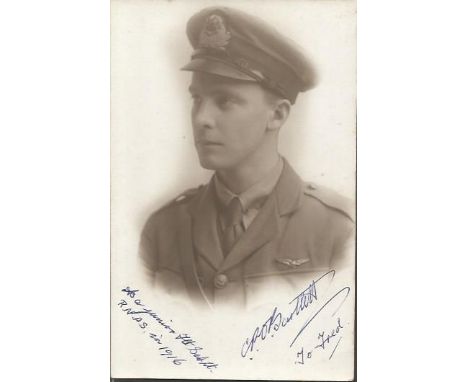 Great War ace Major Charles Philip Oldfield Bartlett DSC* signed vintage 1916 portrait postcard English World War I flying ac