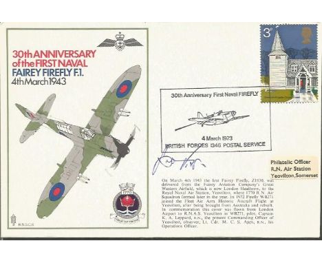 Victor Petermann Luftwaffe ace signed 30th ann first Navy Firefly cover Good condition. All items come with a Certificate of 