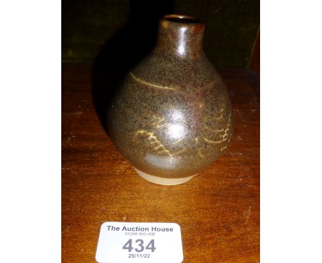 Bernard Leach Art Pottery small tenmoku pot, signed BL, and impressed St. Ives monogram, approx. 8.5cm high