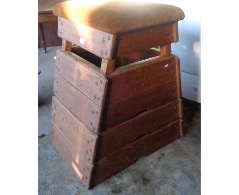 Vintage wooden stacking gymnasts (and POW escapees) vaulting horse