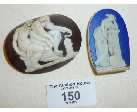 Two antique ceramic cameo lozenges