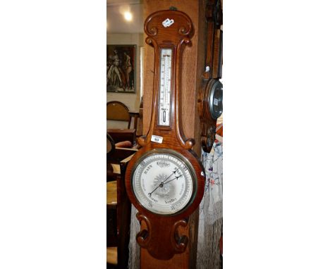Victorian Negretti and Zambra mahogany cased banjo wall barometer