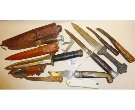 Vintage hunting knives, inc. one by Joseph Rodgers, others Sheffield made etc. (cannot be posted overseas)