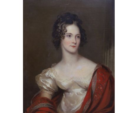 Early 19th century English School, oil on canvas, Portrait Eliza Mary Milward Pogson (1797-1823), wife of General McKin.. , 7