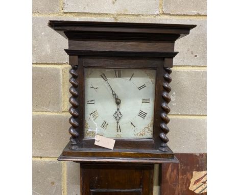 An early 19th century 30 hour longcase clock, later oak cased, height 192cm