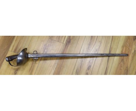 A British 1908 pattern cavalry troopers sword and scabbard by Sanderson Brothers &amp; Neubold Limited, total length 111cm