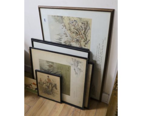 Charles Johnson Payne (Snaffles) five coloured prints, signed in pencil and bit proof stamped two other Snaffles prints and a