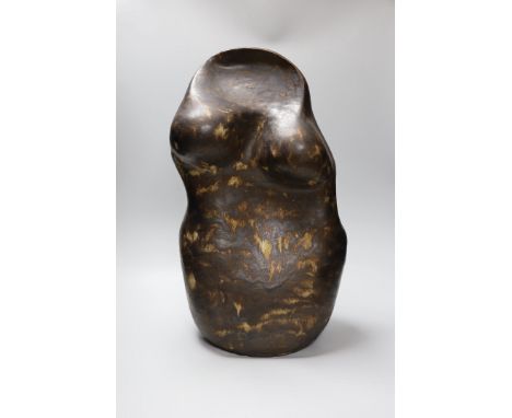 Ruth Sulke - a large studio brown glazed stoneware ’torso’ sculpture, 1986, 54cmSee Sulke, Ruth - Ceramic Sculpture by Ruth S