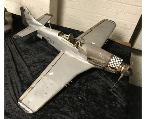 VINTAGE METAL 'MUSTANG' PLANE WITH MOTOR - 100 X 90CMS