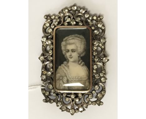 ANTIQUE SILVER &amp; SILVER GILT HAND PAINTED PORTRAIT