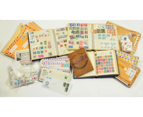 POSTAGE STAMPS.  AN ORIGINAL COLLECTION/ACCUMULATION IN TWO WELL FILLED ALBUMS, MOST TERRITORIES REPRESENTED, MAINLY FIRST HA