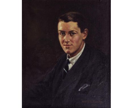 WINIFRED D. BOYNTON - ON ACTIVE SERVICE PORTRAIT OF ARNOLD BOYNTON HALL LOST AT SEA IN HMS "EXMOUTH" JAN 21 1940, SIGNED AND 