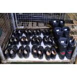 3 pairs of boots, 12 pairs of work shoes - various sizes