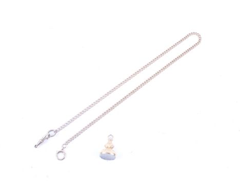An early 20th century curb link necklace on a bolt-ring clasp stamped '9c' and with a gold-plated O-ring, 38cm long (15 inche