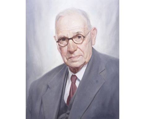 John Berry (1920-2009, Ladybird Books illustrator), oil on canvas. Portrait of Mr Hepworth, Chairman of Wills and Hepworth (p