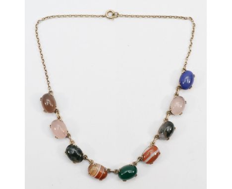 A vintage silver Scottish revival quartz necklace stamped Scotland silver, 37cm,  20gm. 