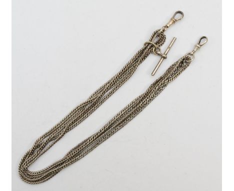 A silver multi strand guard chain, 39cm, 50gm. 