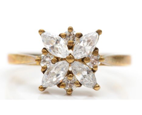 A 9ct gold cubic zirconia dress ring, size Q, 3.4gm. 