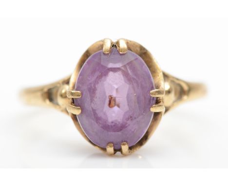 A 9ct gold amethyst dress ring, size N, 2.4gm. 