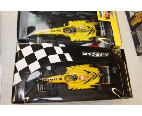 Minichamps Jordan Mugen Honda D Hill and Hotwheels Jordan Grand Prix D Hill, boxed 1/18 scale 