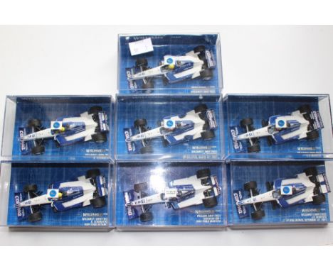 Williams F1 Team Minichamps 1/43 scale, boxed BMW FW23 2001 seven cars Montoya/Schumacher 