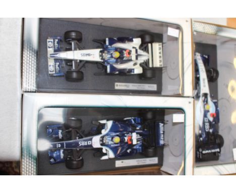 Hotwheels F1 Williams 1.18 scale FW27 and FW28 Webber and FW29 Rosberg, boxed 