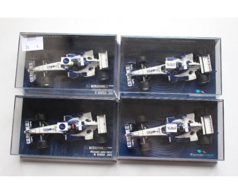 Williams F1 Team Minichamps 1/43 scale, boxed BMW FW27 2005 four cars, Webber/Rosberg/Heidfeld/Pizzonia 