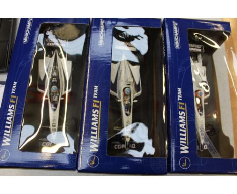 Paul's Model Art Minichamps Williams F1 team 1/18 scale Williams BMW Jensen Button, three boxed models 