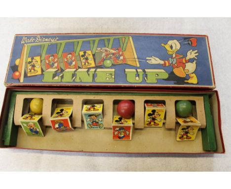 A 1940's Chad Valley Walt Disney Line Up Skittles game in original box