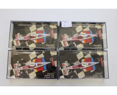 Williams F1 Team Minichamps 1/43 scale, boxed Supertec FW21 1999 four cars Schumacher/Zanardi 