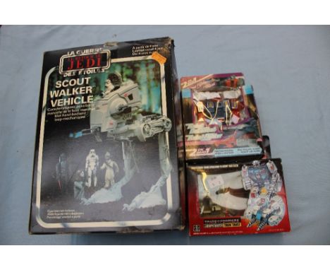 A boxed Stars Wars Return of the Jedi Scout Walker vehicle, Transformers Jumpstarter and Robot Fighter (3) 