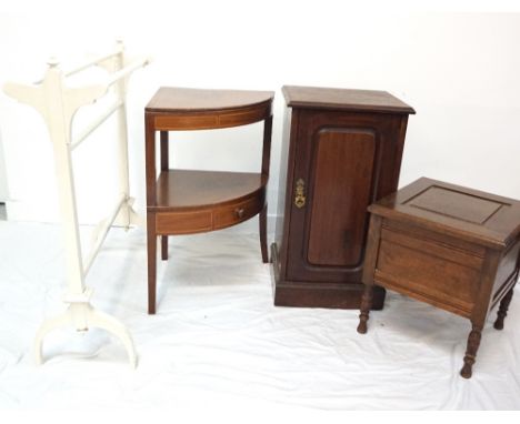 EDWARDIAN MAHOGANY POT CUPBOARD70cm high, period mahogany corner washstand, beech commode by 'Hitchings Ltd., Glasgow', and a