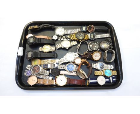 SELECTION OF LADIES AND GENTLEMEN'S WATCHEScomprising Casio, a Skeleton pocket watch, Skagen, Tissot, Fossil, Diesel, Swatch,