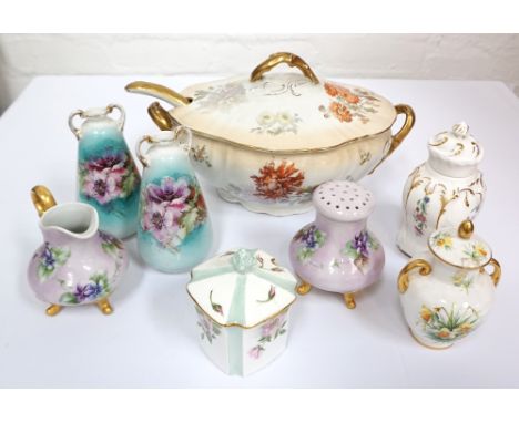 SELECTION OF VICTORIAN AND LATER FLORAL DECORATED CERAMICScomprising a Doulton Burslem lidded tureen with ladle; a Minton 'Ha