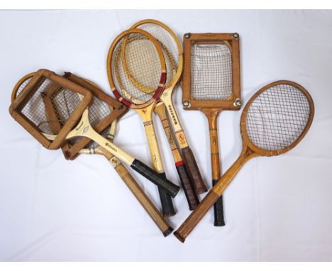 SELECTION OF VINTAGE TENNIS RACKETSincluding Dunlop Maxply, Jacques Golden Arrow, Harry C. Lee & Co, Spalding Martina High Fl