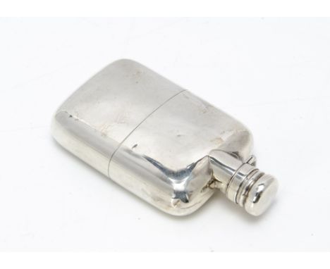 A late Victorian silver hip flask, London 1895, 4.6 ozt, some denting, with removable lower section, 11.5cm 